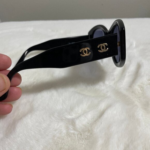 CHANEL Black Sunglasses with Gold Accents main image 4
